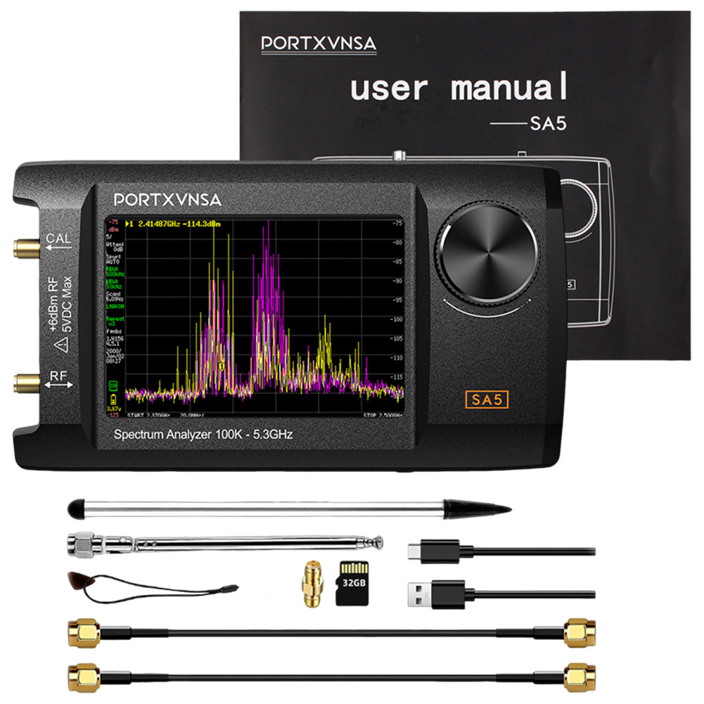 4 Inch IPS LCD SA5 Multi Functional Handheld Spectrum Analyzer 100k-5.3GHz 2-in-1 Signal Generator B