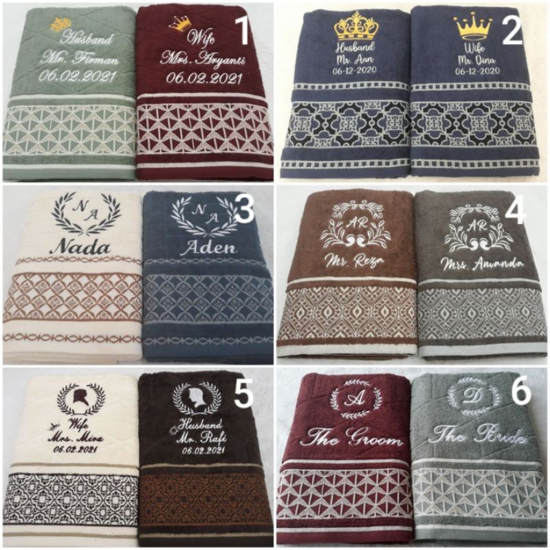 (1 HANDUK) HANDUK BORDIR TERRY PALMER SIGNATURE/HANDUK SESERAHAN/HANDUK COUPLE GRATIS BORDIR