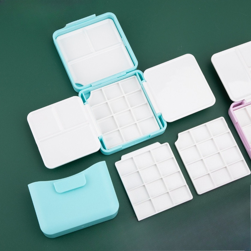 

Mini 24 Grid Watercolor Pigment Packaging Box Art Foldable Color Mixing Box Portable Sketching Watercolor Palette Art Supplies