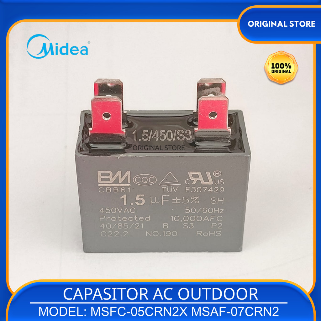 ORIGINAL KAPASITOR CAPASITOR AC OUTDOOR 1/2PK MIDEA MSFC-05CRN2X MSAF-07CRN2