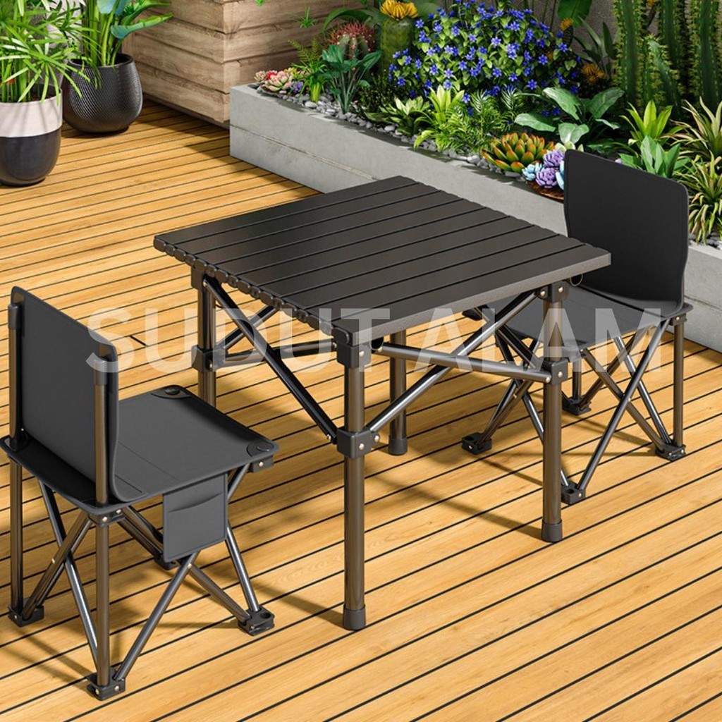KURSI LIPAT KEMAH  / KURSI BERKUMPUL KELUARGA / MEJA LIPAT BESI Outdoor/PAKET MEJA DAN KURSI