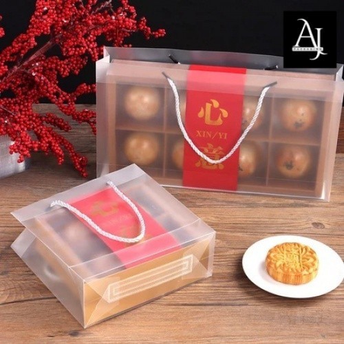 (Satuan)-Hamper Mika tempat box mooncake/ Tas Mika/ Kantung Mika tempat box kue makanan cupcake souv