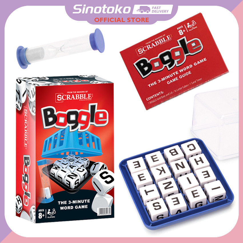 Permainan Boggle Game Bahasa Inggris – Permainan Susun Kata dengan Dadu & Jam Pasir, Mainan Ajar Ana