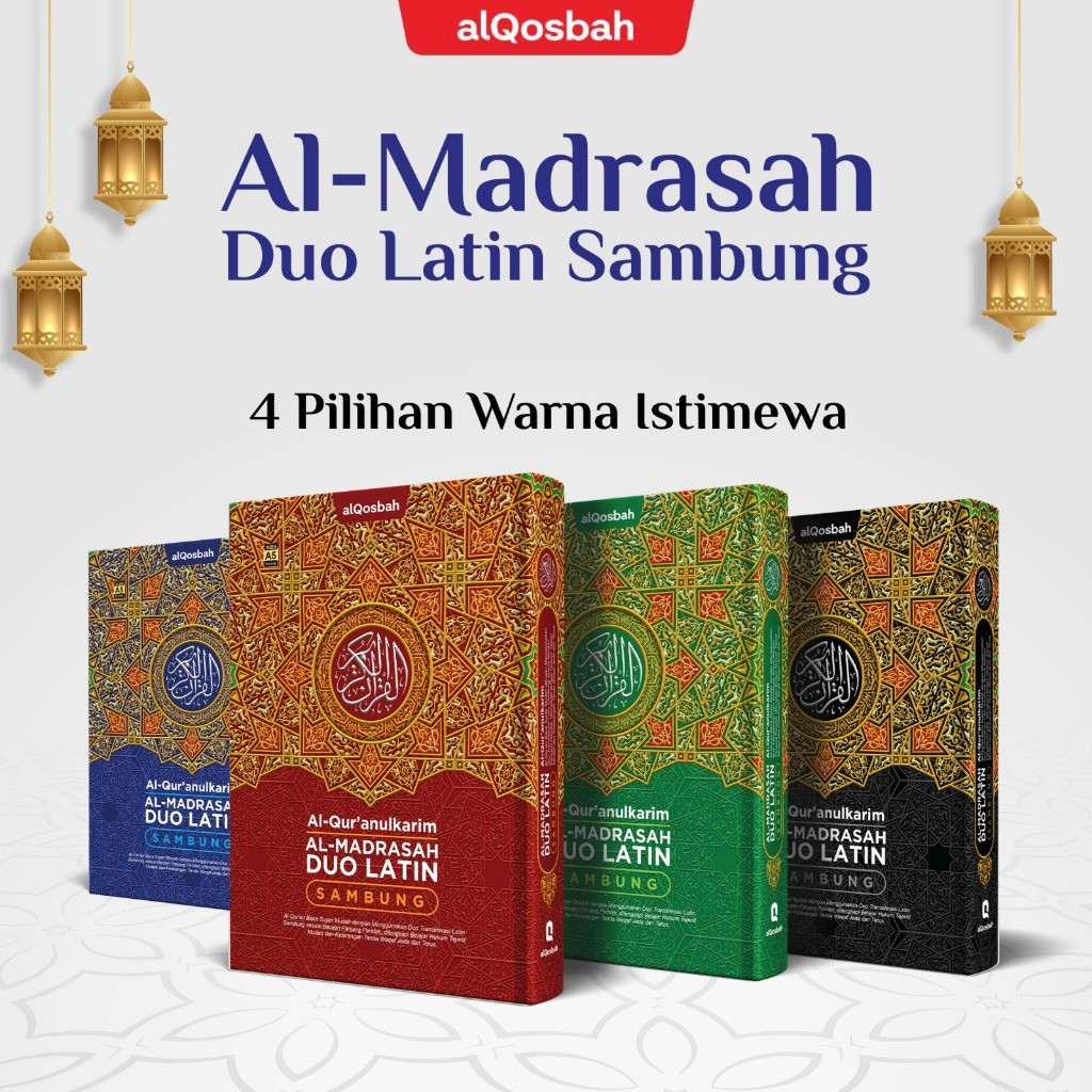 Al Quran AL MADRASAH DUO LATIN SAMBUNG A5 HC Penerbit Alqosbah Tajwid Warna DuoTransliterasi Latin