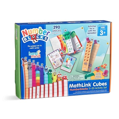 Hand2Mind - Numberblocks MathLink Cubes 11–20 Activity Set, Mainan Blok Matematika