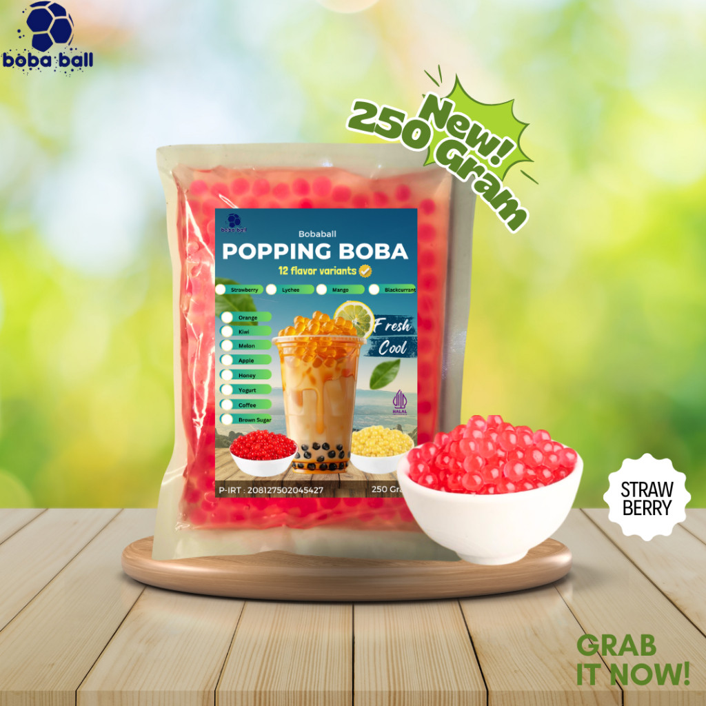 Bobaball Popping Boba Meletus | 12 Varian Rasa Boba Pecah Dimulut | Poping Boba Kemasan 250 Gram