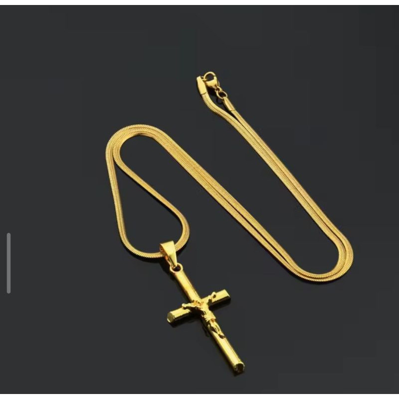 VIRAL  kalung titanium pria wanita model titanium liontin salib yesus PROMO BESAR