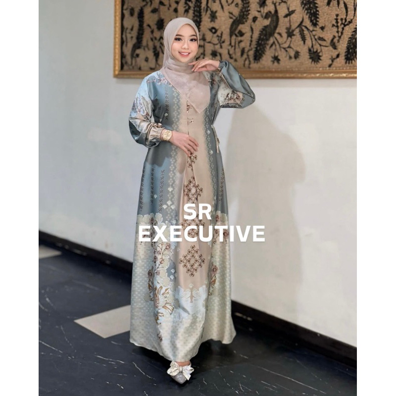 MACIAS_ Gamis Silk Premium Motif Terbaru Bunsui medina dress kondangan Warna Cream Navy Sage Terlari