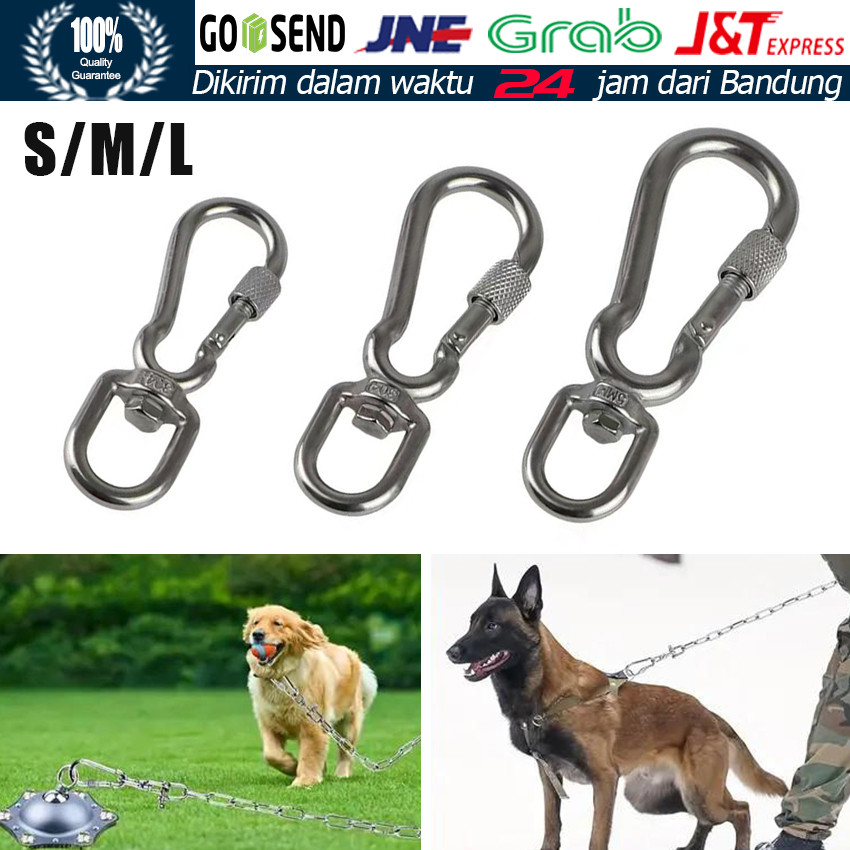 Pengait Tali Snap Hook Logam Serbaguna / Kait Kuat Stainless untuk Tali Anjing, Domba, Kambing / Kli