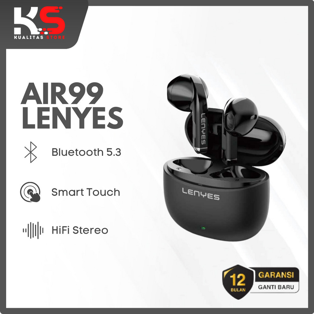 LENYES EARPHONE WIRELESS TWS V5.3 EARBUDS SMART TOUCH HIFI STEREO AIR99