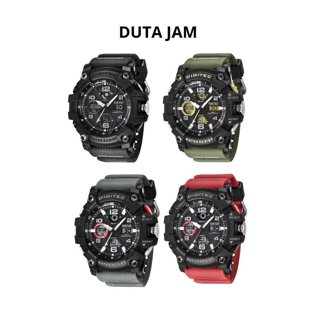 JAM TANGAN PRIA DIGITEC DA2125 DA 2125 ANALOG DIGITAL RESIN/ RUBBER/ KARET STRAP