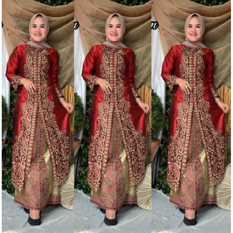 Setelan rok Kebaya  jom jom pelangi Jaya original bahan tafetta