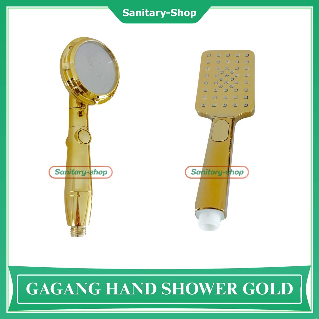 Gagang Kepala Hand Shower Mandi Bulat Kotak Gold Emas