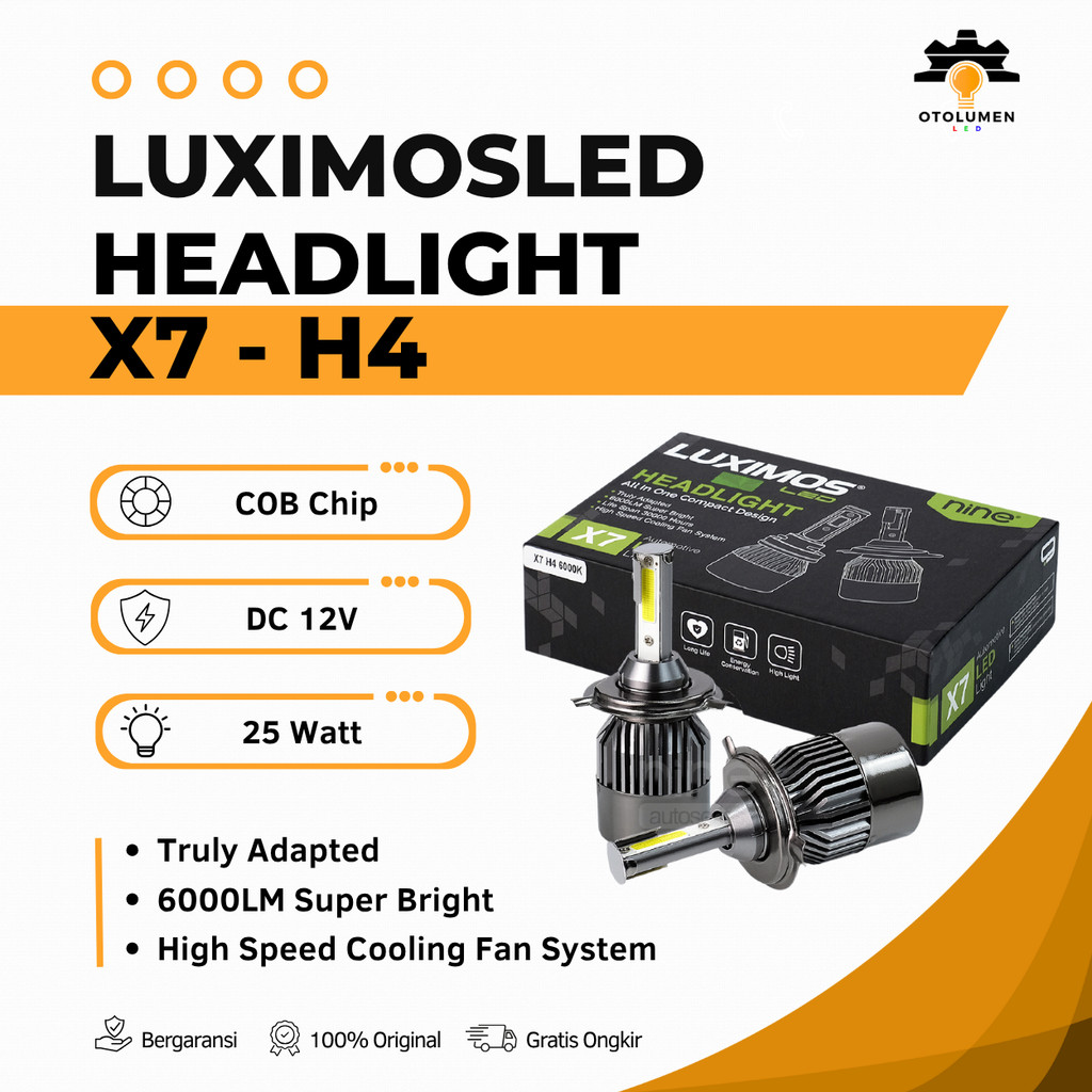 Lampu Utama Foglamp Mobil 50W H4 H11 HB3 HB4 X7 LED PNP Kipas Ayla Agya Sigra Calya Brio - LUXIMOS