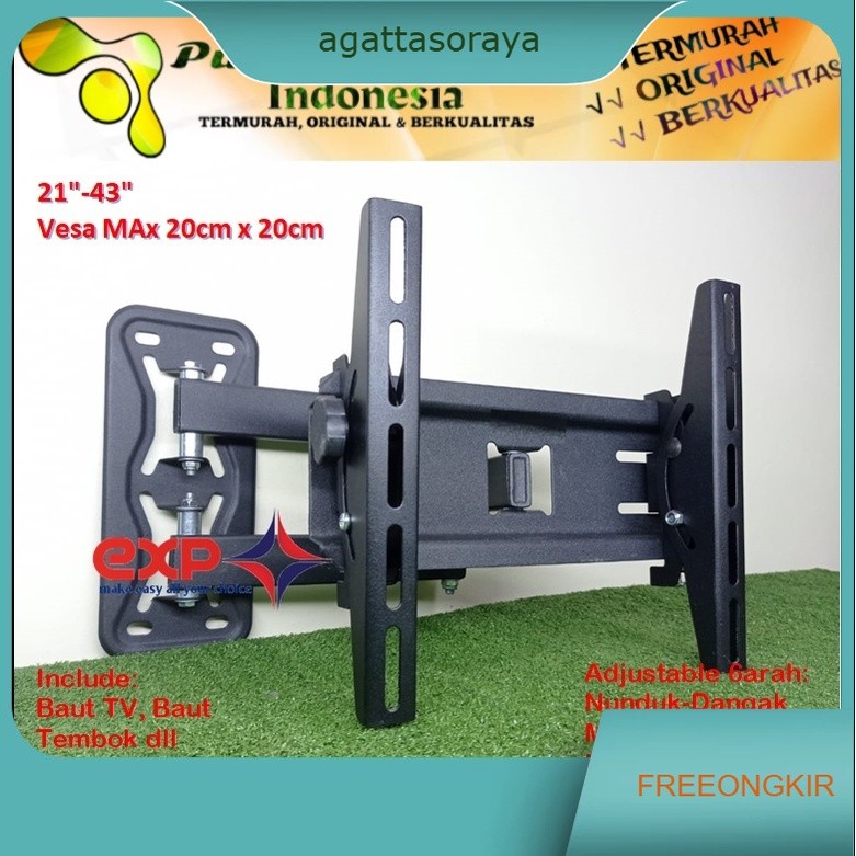 Bracket TV SAMSUNG 14 s/d 43 inch 6 ARAH FULL BESI SUPER KOKOH GARANSI 100% ORI