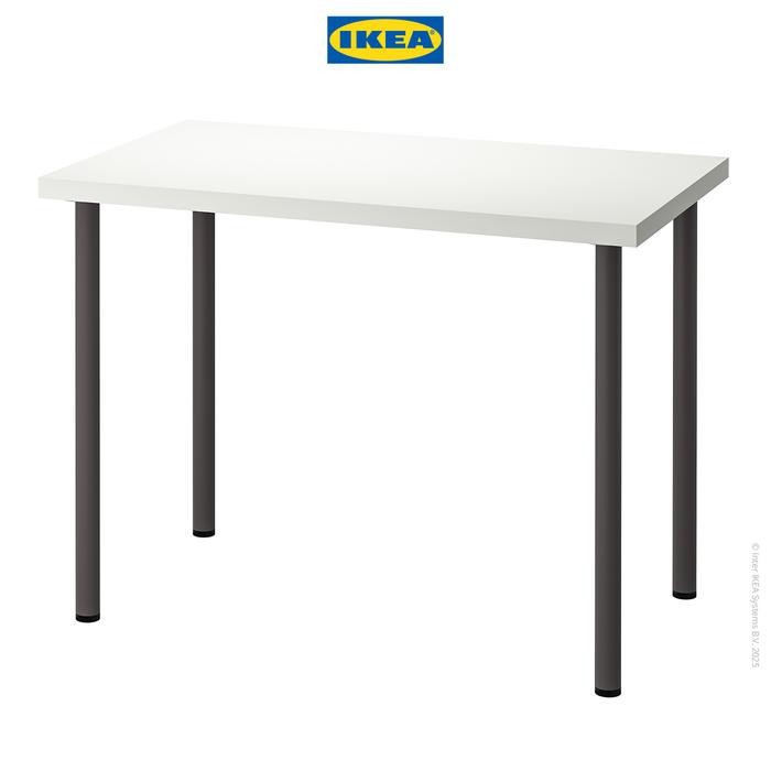 IKEA LINNMON/ADILS Meja Minimalis Berkualitas Putih/Abu Tua 100x60 cm