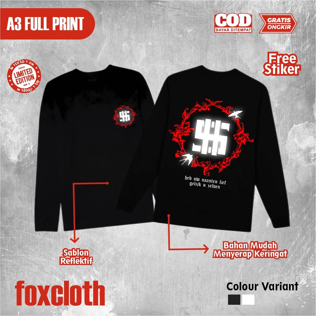 KAOS LENGAN PANJANG MENYALA PSHW DOLAR HEB UW NAASTEN LIEF T-SHIRT LONGSLEEVE MENYALA PSHW TERBARU E