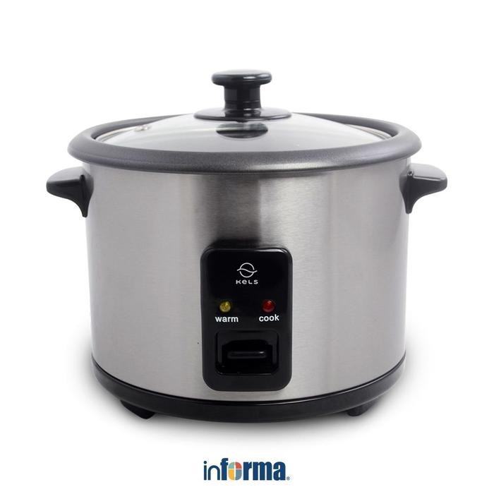 KELS 1 LTR HOPPER RICE COOKER - SILVER