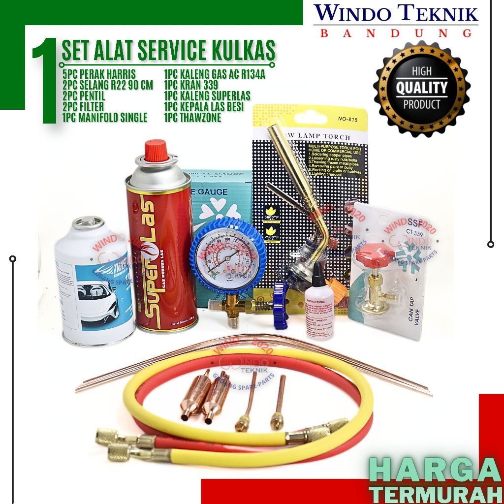 PAKET LENGKAP FREON KULKAS SET | PERLENGKAPAN ISI ULANG FREON COMPRESSOR FREEZER | PAKET ALAT SERVIC