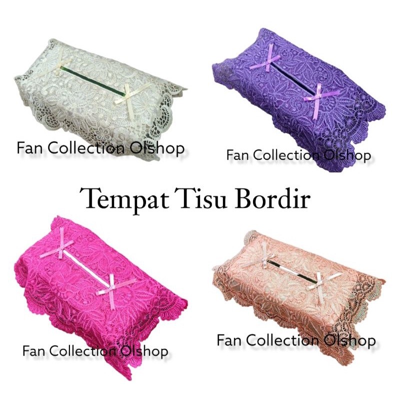 Sarung Tisu Bordir Cover Tisu Bordir Polos Tempat Tisu Renda Mewah Cantik