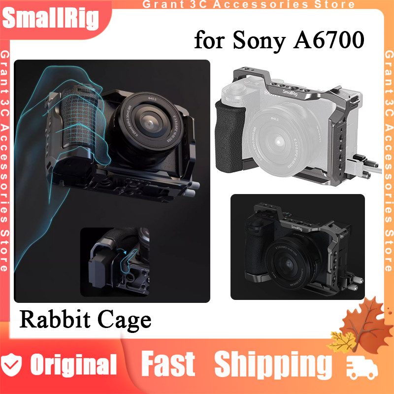 SmallRig A6700 Rabbit Cage for Sony Alpha 6700 Built-in Quick Release Plate Kit with Silicone Grip &