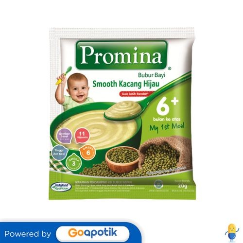 Promina Bubur Usia 6 Bulan Keatas Rasa Smooth Kacang Hijau 20 G Sachet