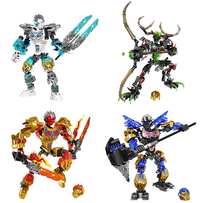 Bionicle Series Golden Mask Master Skull Warrior Buig Blocks Hero Factory Fit Robot Bricks Toys For 