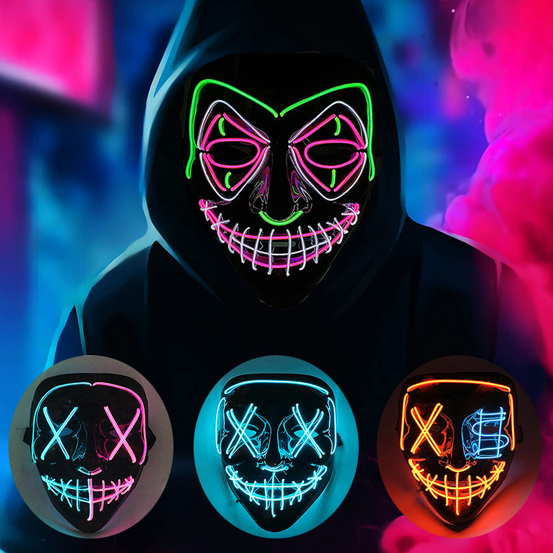 Purge Led Mask Masquerade Night Club Luminous Movie Theme Mask The Purge Glowing Cosplay Mask Horror