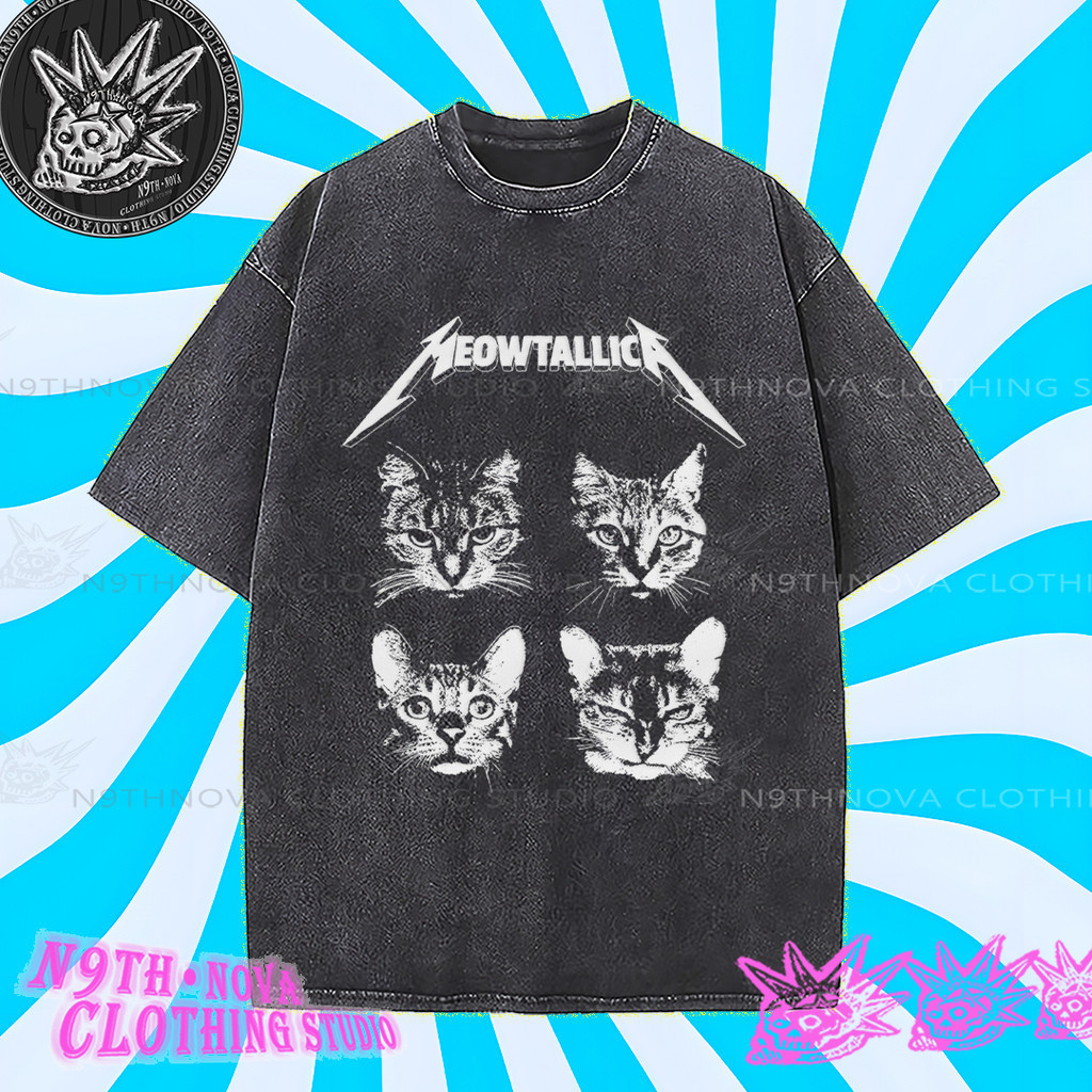 COD MIEMIE. 24h shipping⚡ Kaos Kucing Parodi Nirvana yang Dicuci Kain Katun Murni Gaya Unisex neverm