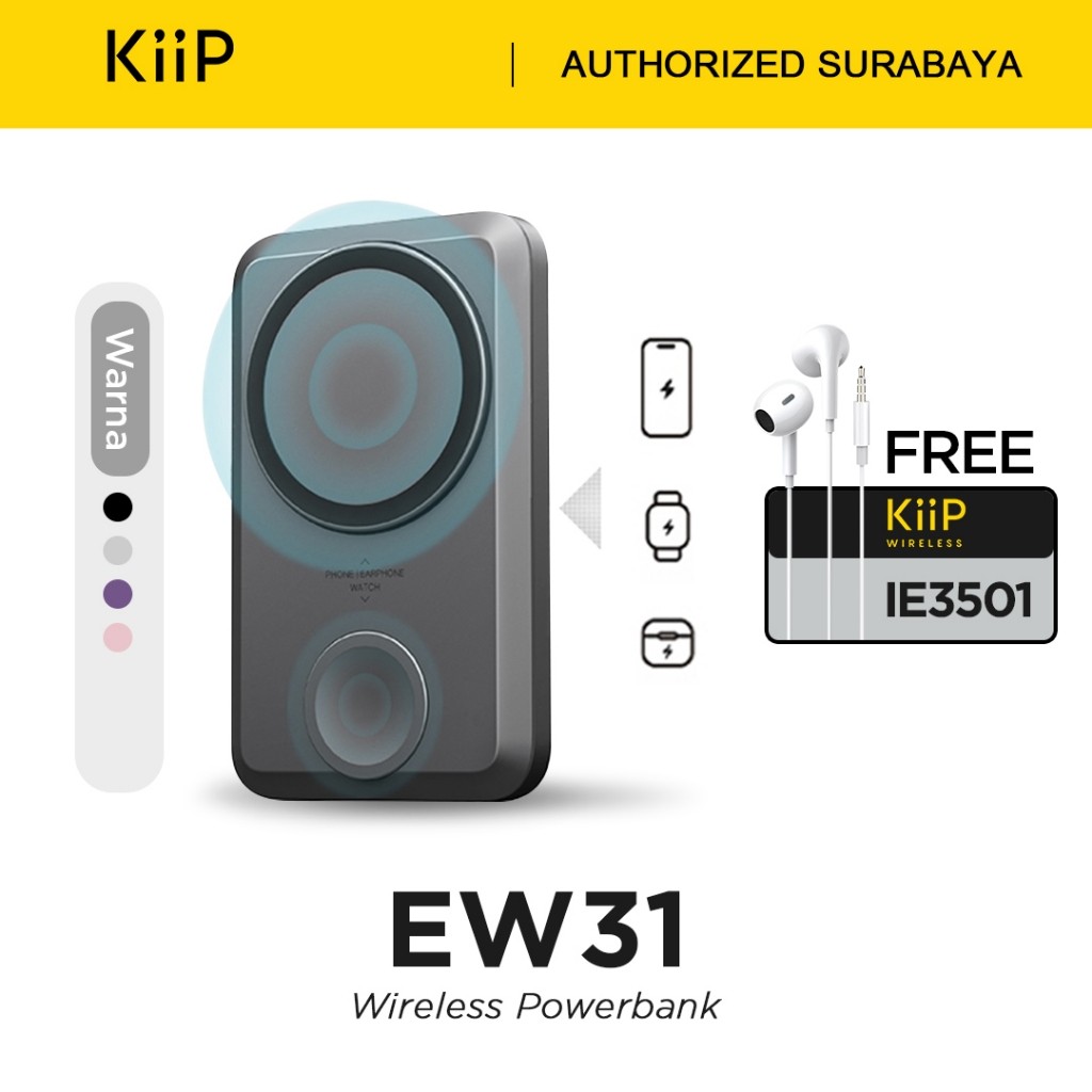kamatsuv3 SALE KiiP Wireless EW31 2in1 Power Bank Wireless Magnetic Powerbank Iwatch 10000 mAh Type 