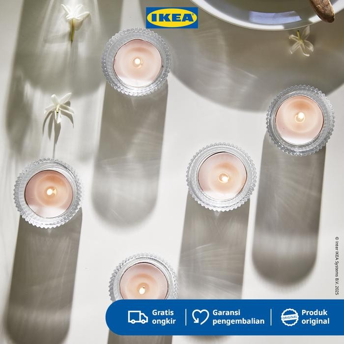 IKEA LUGNARE Lilin Kecil Beraroma Melati/Merah Muda Tahan 3.5 Jam Isi 30pcs Bunga