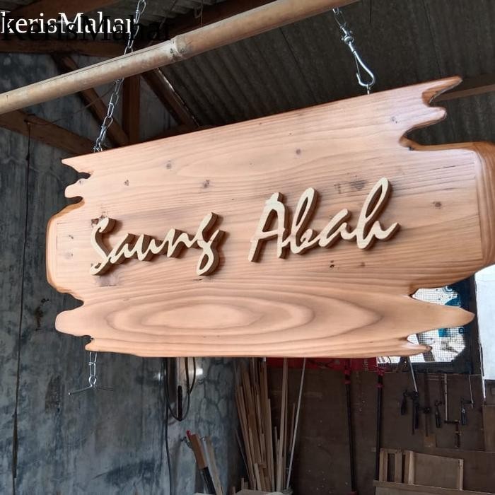 plang nama kayu dekorasi  custom KH5