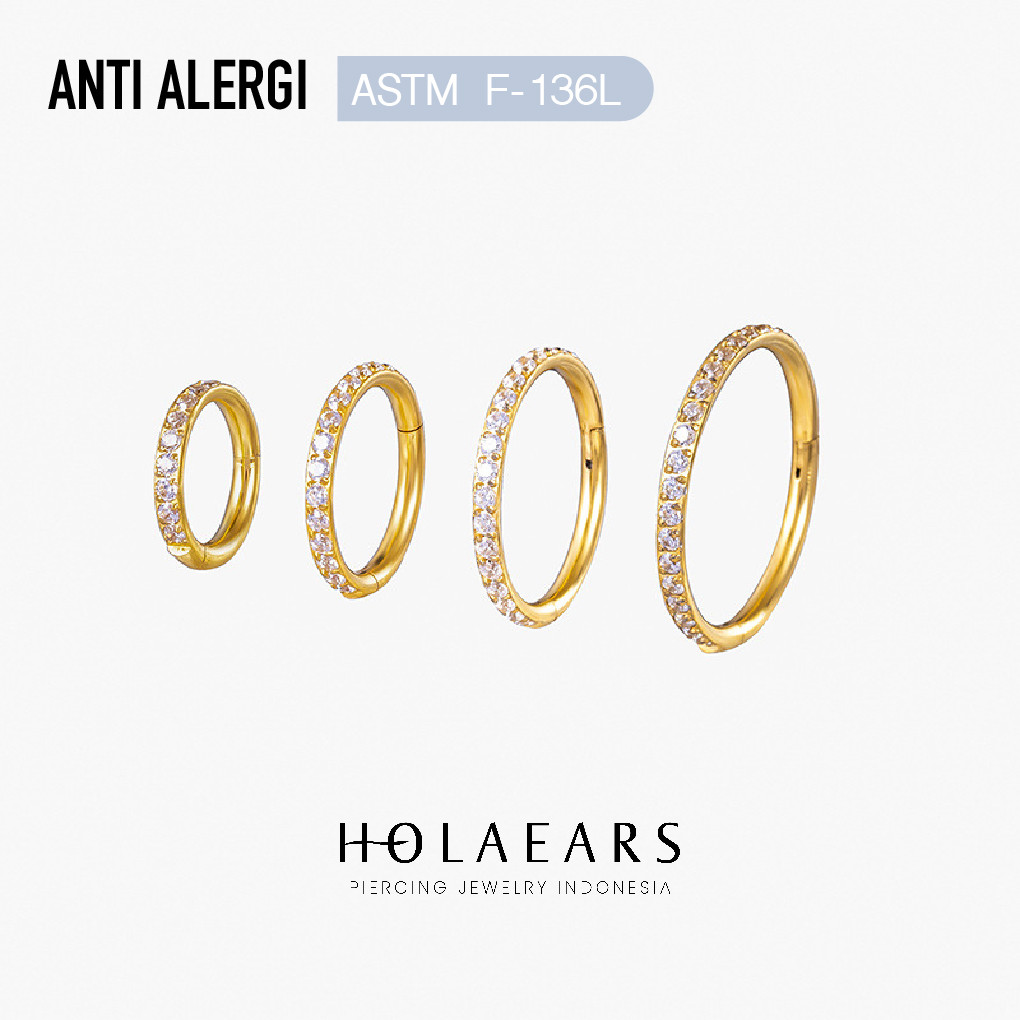 F5 Eternity Piercing Sparkle Hoop Titanium G23 / F136L Hypoallergenic Anti Karat by Holaears Piercin