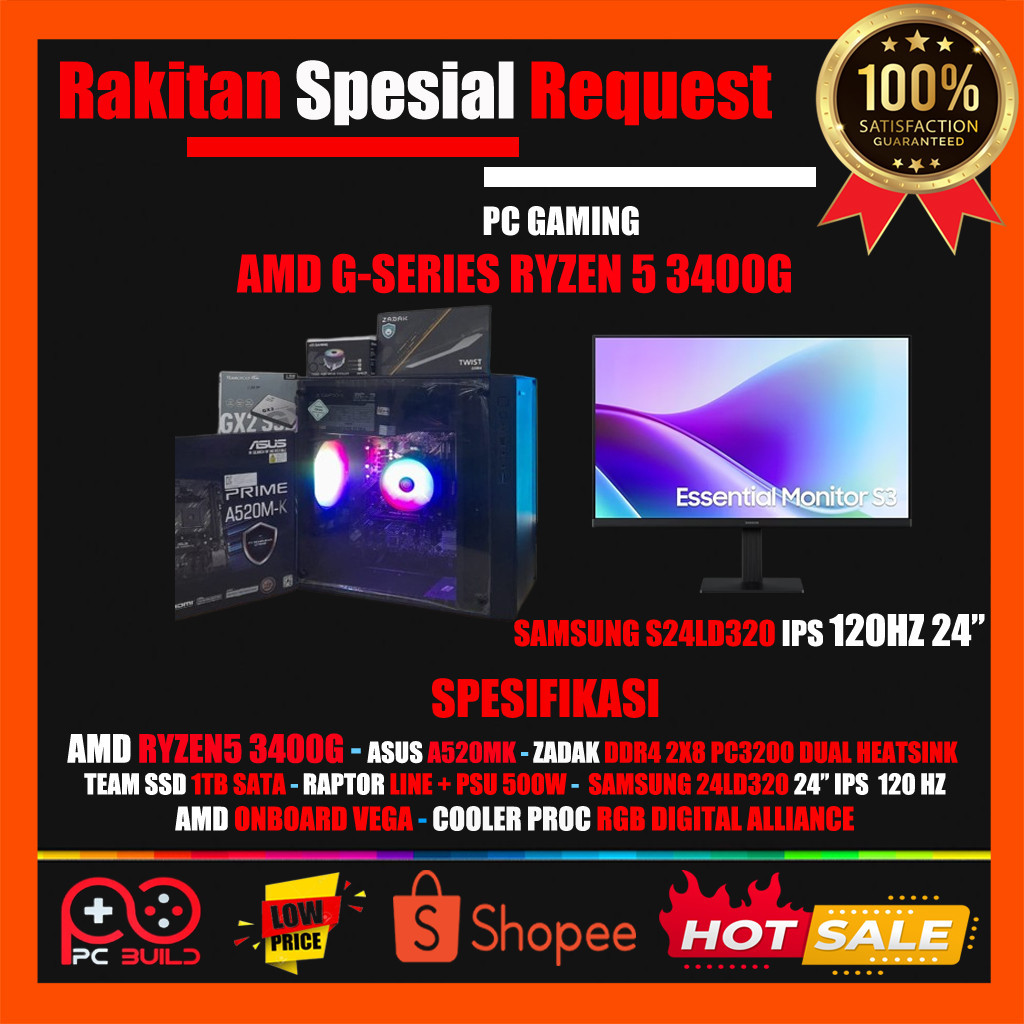 PC Gaming Design Amd Ryzen7 5700G Ram 32GB DDR4 DUAL PC 3200 NVME 512GB GEN3x4 - CPU ONLY
