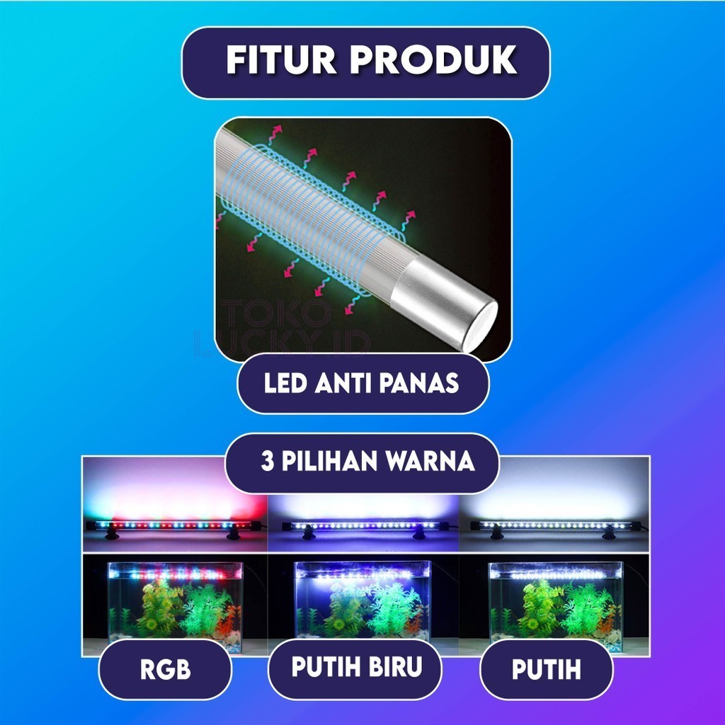 Vrooky Lampu Aquarium LED Celup 15cm 35cm 55cm Akuarium Aquascape Ikan Hias
