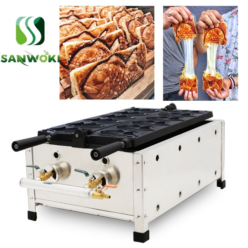 LPG Gas Fish shaped waffle maker machine fish Taiyaki machine waffle baker Japanese  Taiyaki iron ma