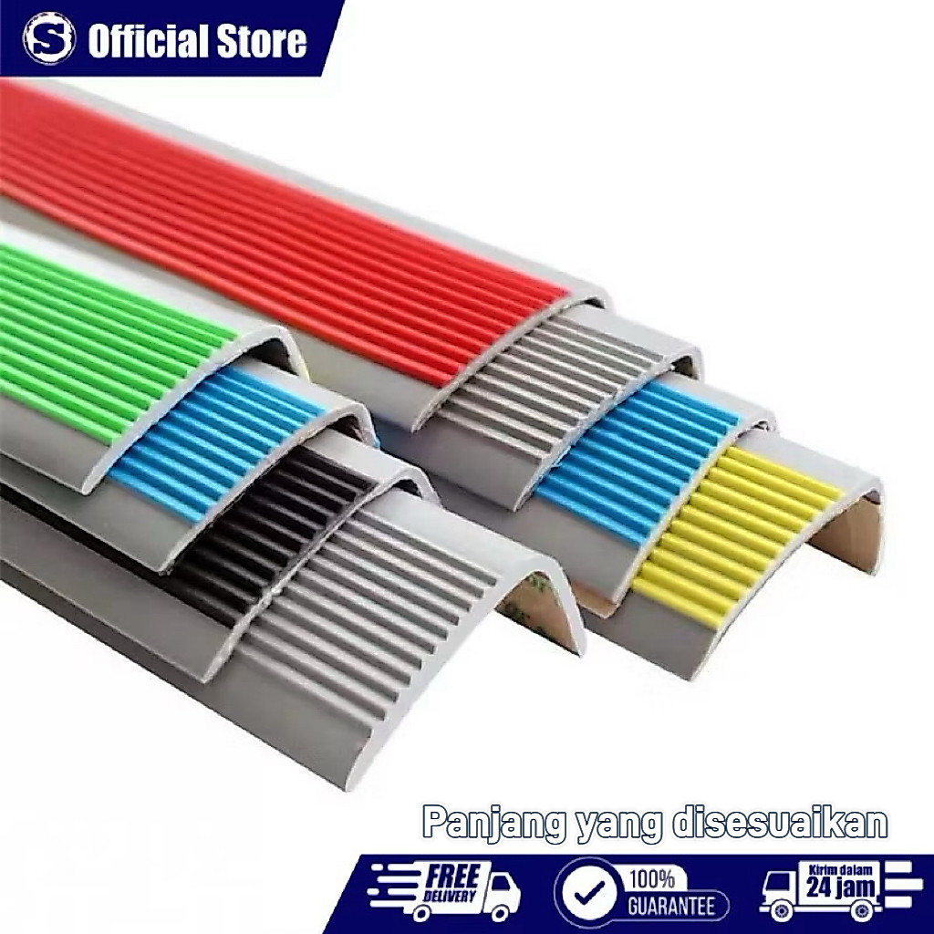 1/2/5 Meter Lis Tangga Pengaman Anti Selip Type L 5cm KARET Step Nosing + Perekat 3M