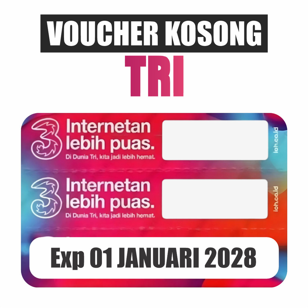Voucher Kosong Tri 3 Zero 3in1 Bahan inject Voucher