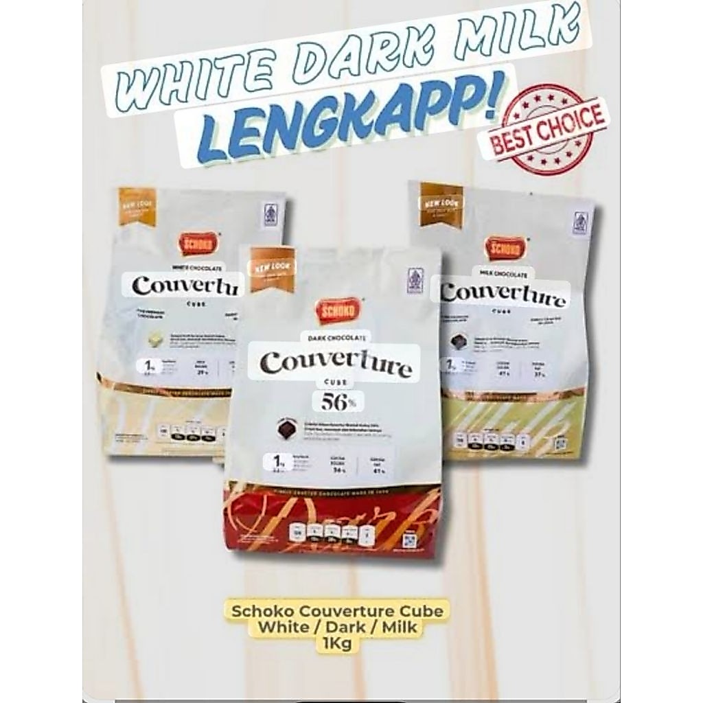 Schoko Dark/Milk/White Couverture Cube/Coklat Couverture Bentuk Dadu