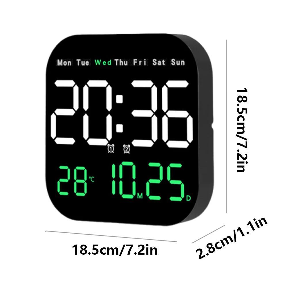 Digital Wall Clock Electronic Wall Clock Temperature/Date Display Bedside Alarm Clock Boarderless Wa