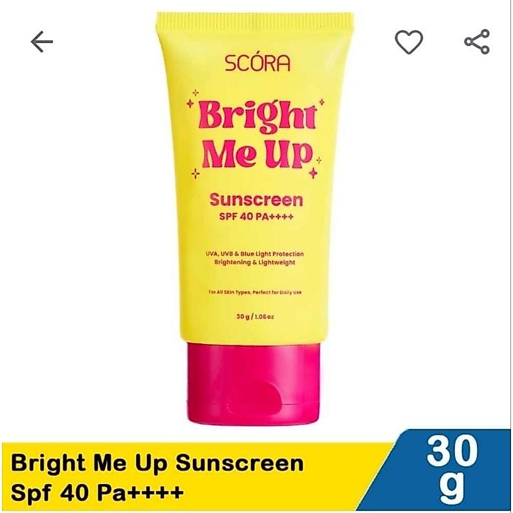 scora bright me up sunscreen spf 40 pa++++ 30g