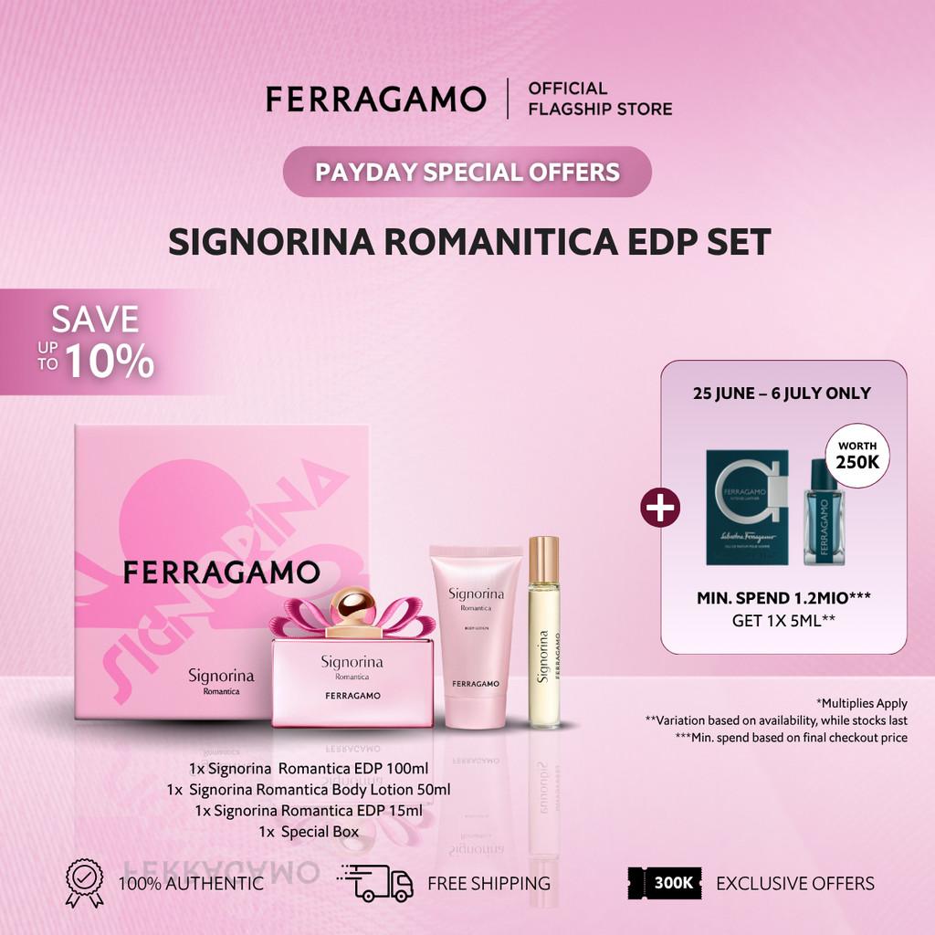 [NEW ARRIVAL] Ferragamo Signorina Romantica EDP Set - Signorina Romantica EDP 100ml, Signorina Roman