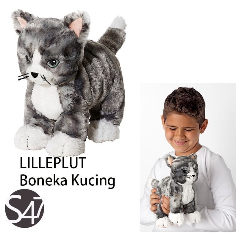 Maianan Anak =[Limited Stok] LILLEPLUTT Boneka kucing abu-abu/putih/boneka kucing