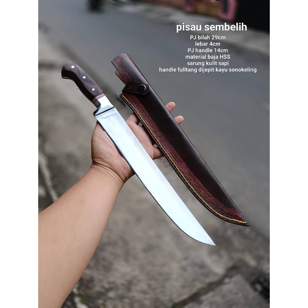 Golok Sembelih HSS Sarung Kulit Siap Pakai