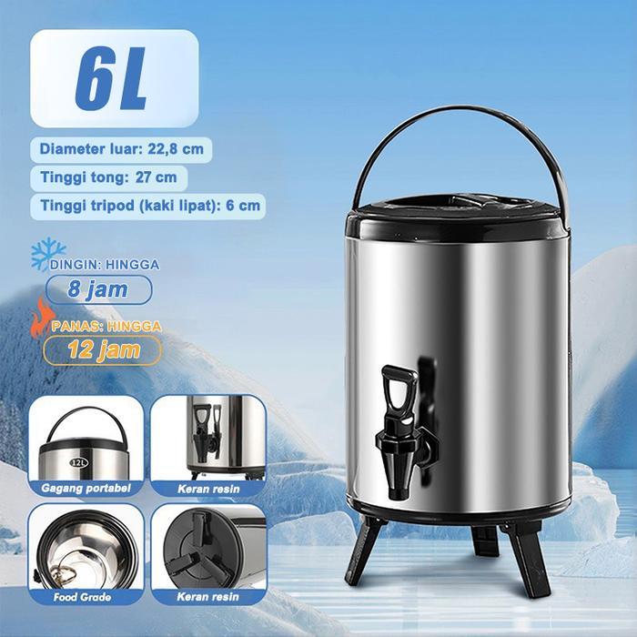 NANWEI Termos Susu Tea 8L/10L/12L Stainless Steel Dispenser Air Minum & Milk Tea Tahan Panas Dingin 