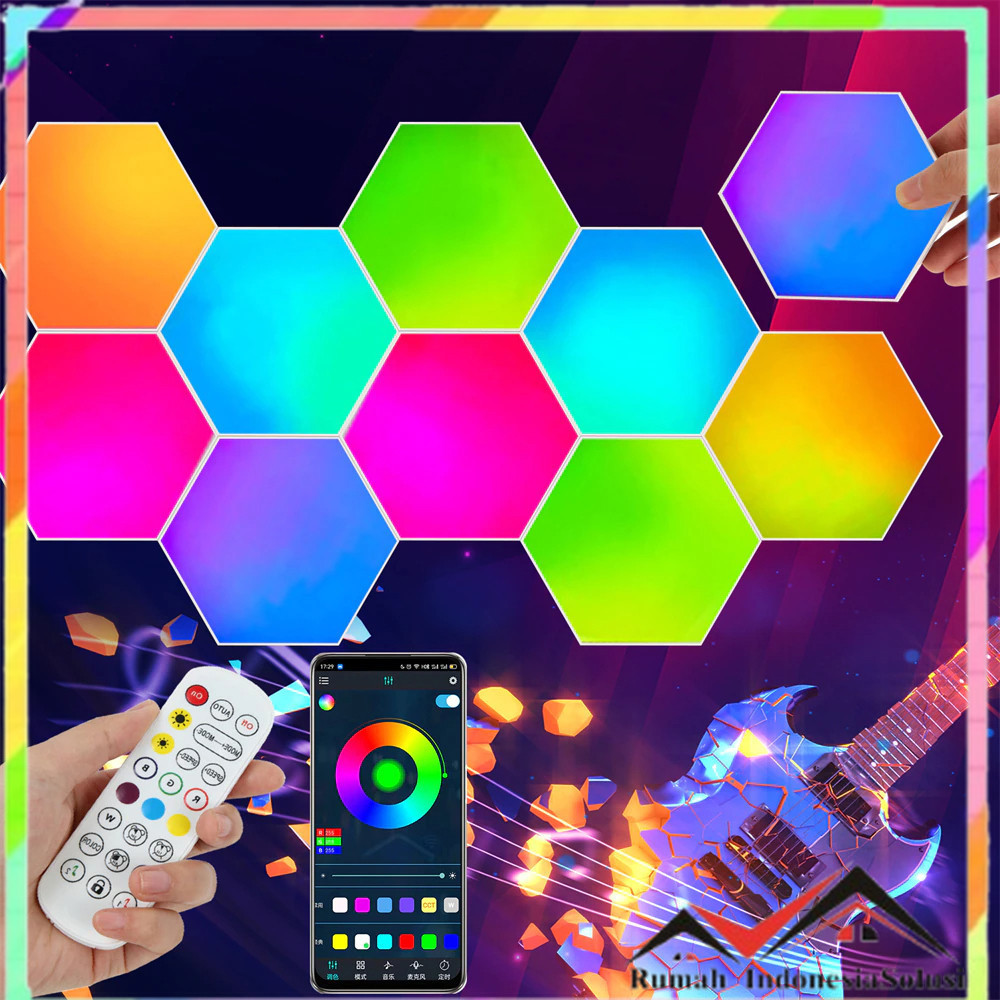 

- Yabstrip Lampu Hias Hexagonal Dinding LED RGB App Control 3 PCS - XY-0030A -