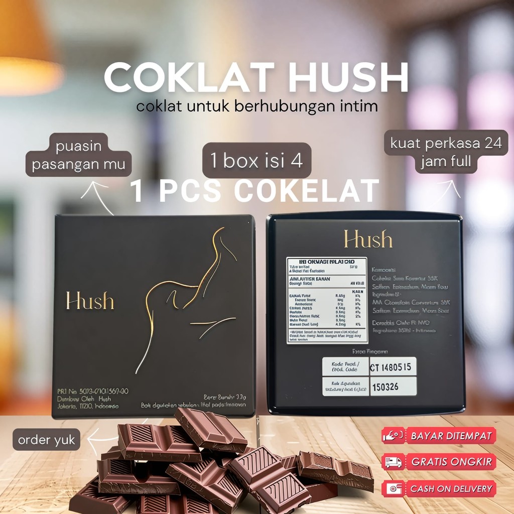 

Hush Chocolate 1 PCS Eceran Milk Coklat Untuk Pasangan Cemilan Manis Lezat & Lumer di Mulut Hush Chocolate 1PCS Cokelat Food dark
