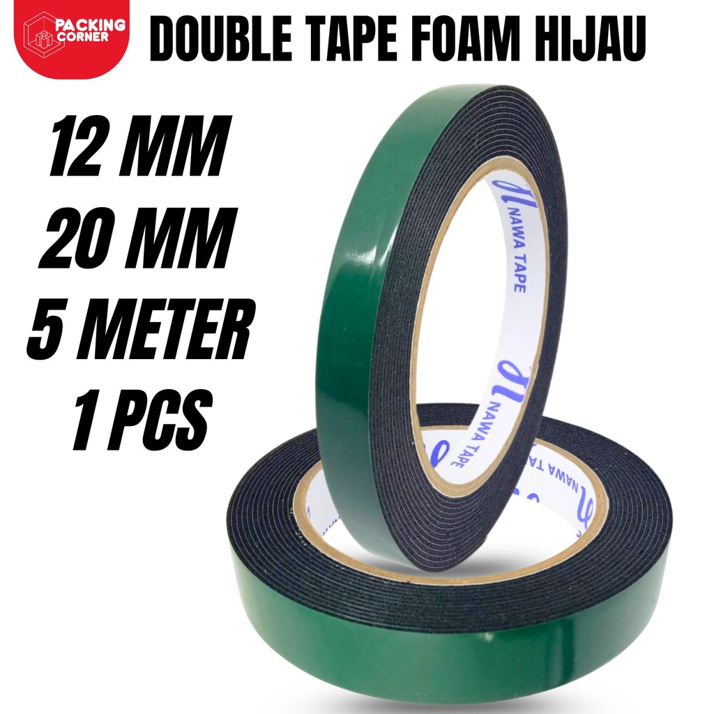 

Double Tape Foam Hijau 5M x 12MM 20MM 5M Perekat Busa Dua Sisi