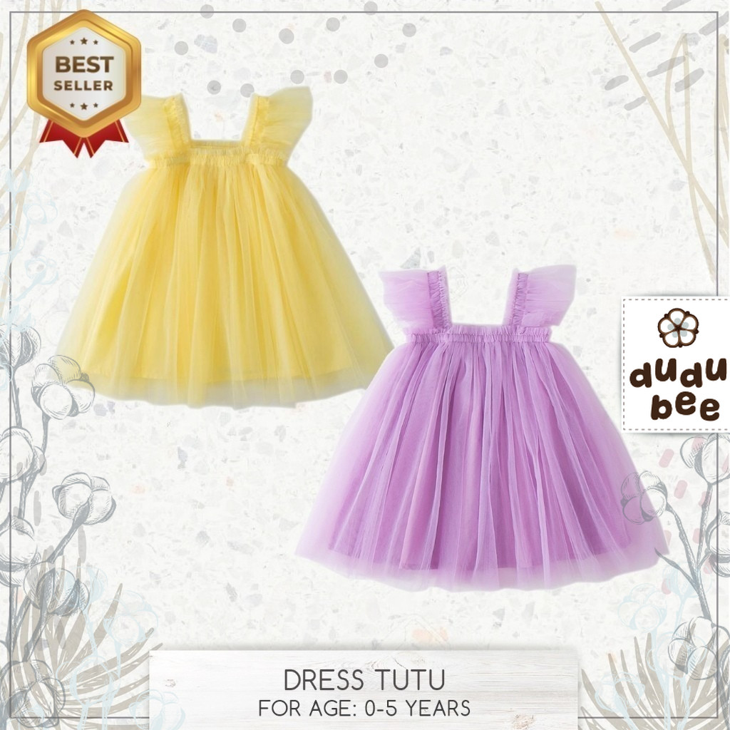 Dress Pesta Aqiqah Gaun Ulang Tahun Bayi Anak perempuan TUTU Import Mewah Tutu Model Korea LILAC YEL