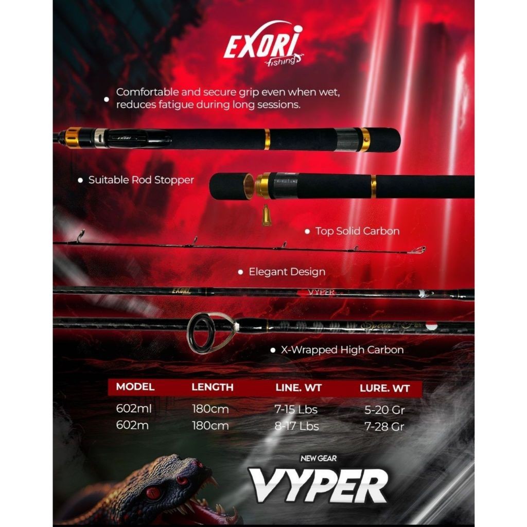Rod SPINNING EXORI VYPER X-WRAPPED SOLID CARBON